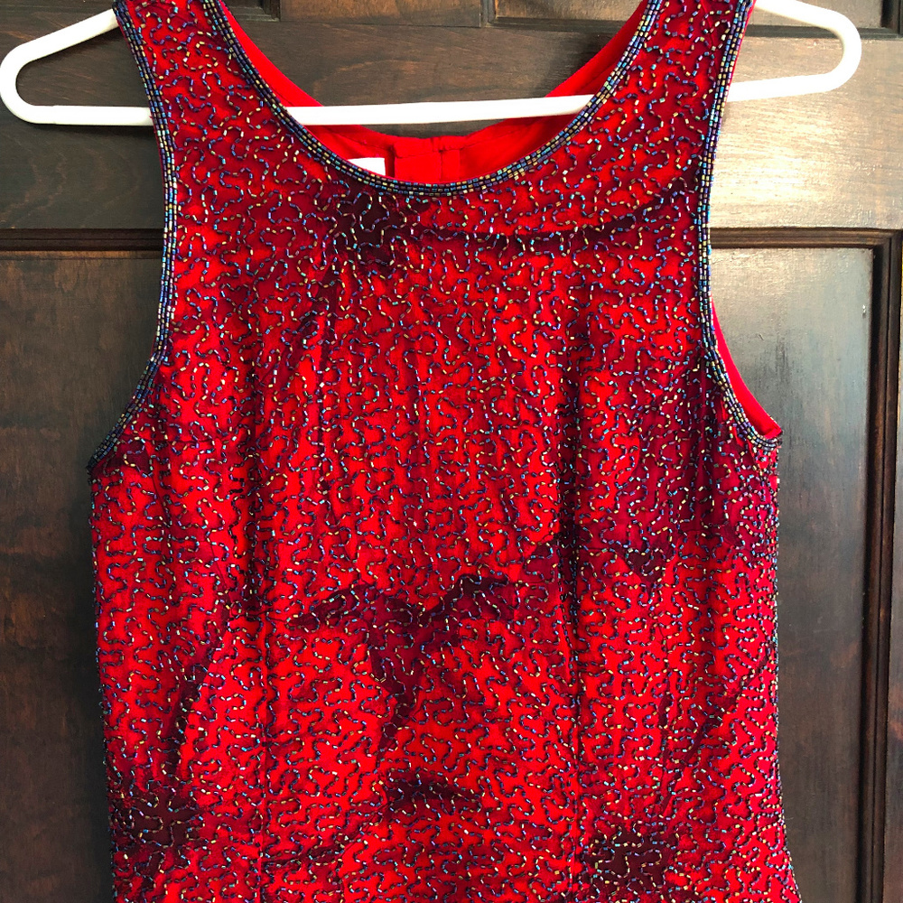 Sexy and sophisticated red beaded top